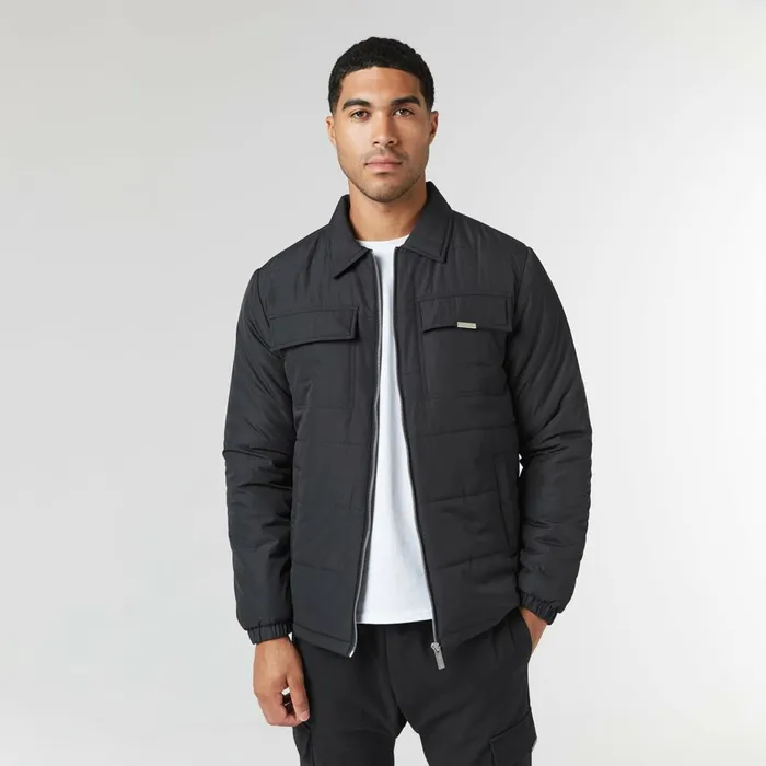 Closure London Quilted Overshirt Jacket Black Men Coats and Jackets