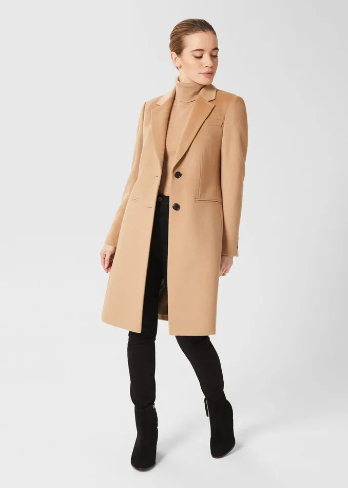 Coats and Jackets Women HOBBS Petite Tilda Wool Coat Camel