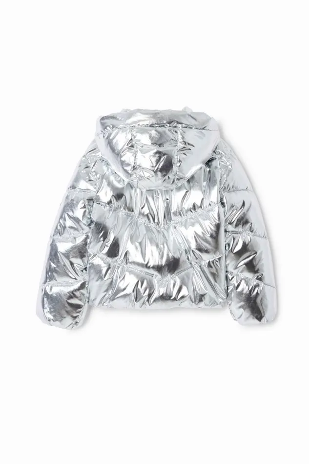 Coats And Jackets Kids Desigual Metallic Padded Coat Black