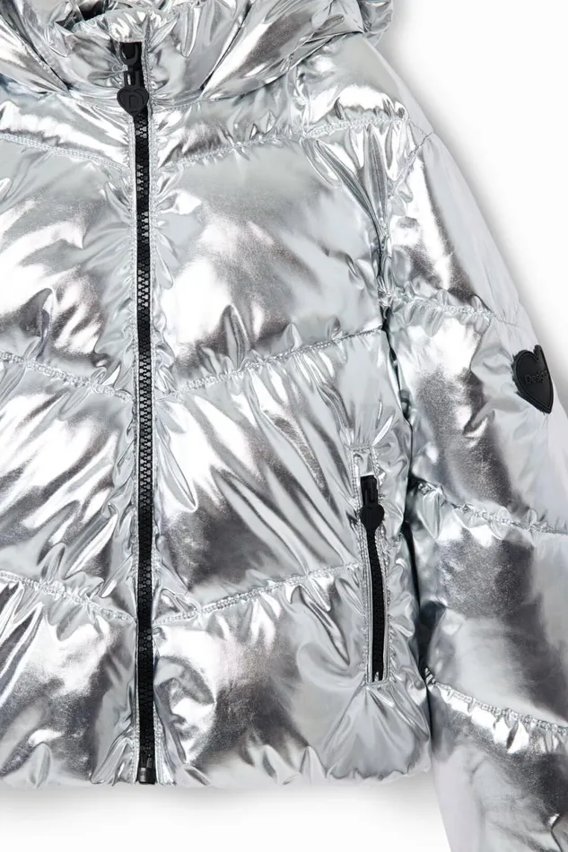 Coats And Jackets Kids Desigual Metallic Padded Coat Black
