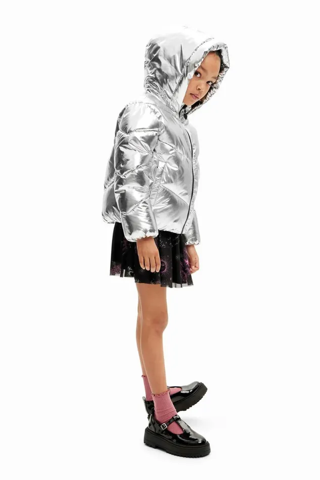 Coats And Jackets Kids Desigual Metallic Padded Coat Black