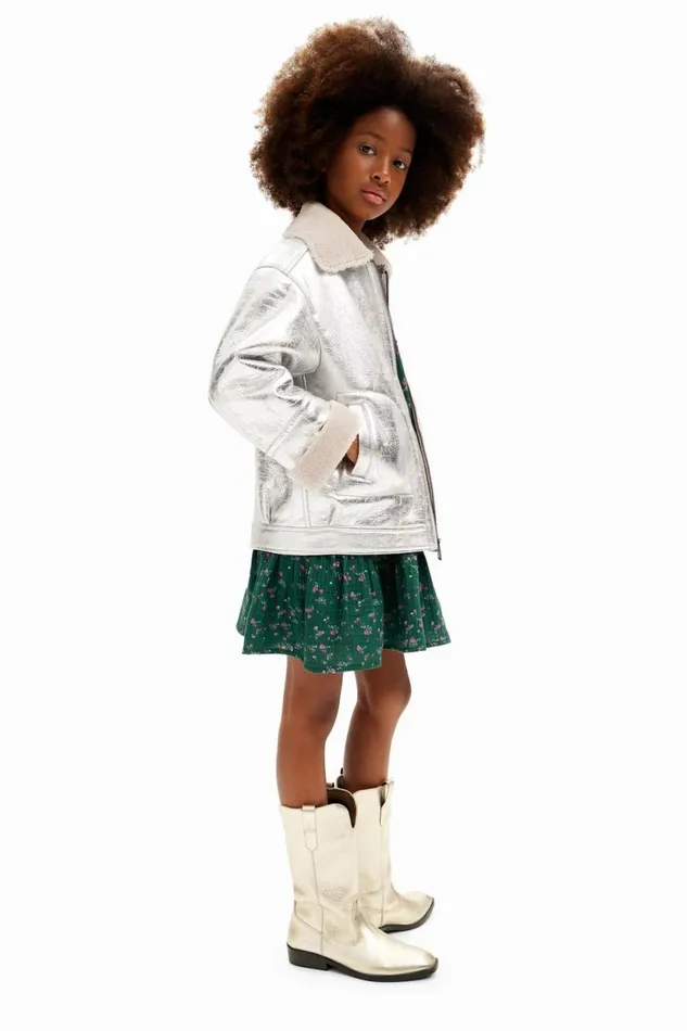 Coats And Jackets Kids Desigual Metallic Shearling Jacket Black