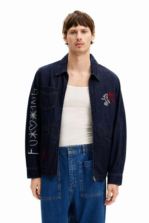 Coats And Jackets Men Desigual Denim Jacket Silhouettes Blue