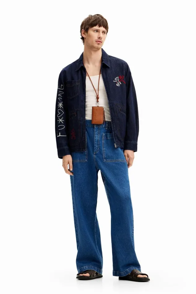 Coats And Jackets Men Desigual Denim Jacket Silhouettes Blue