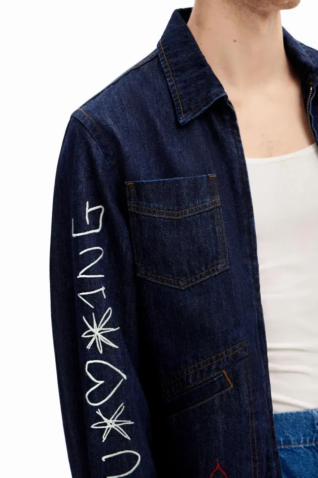 Coats And Jackets Men Desigual Denim Jacket Silhouettes Blue