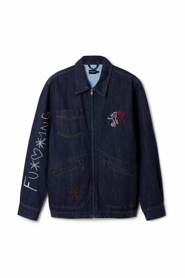 Coats And Jackets Men Desigual Denim Jacket Silhouettes Blue