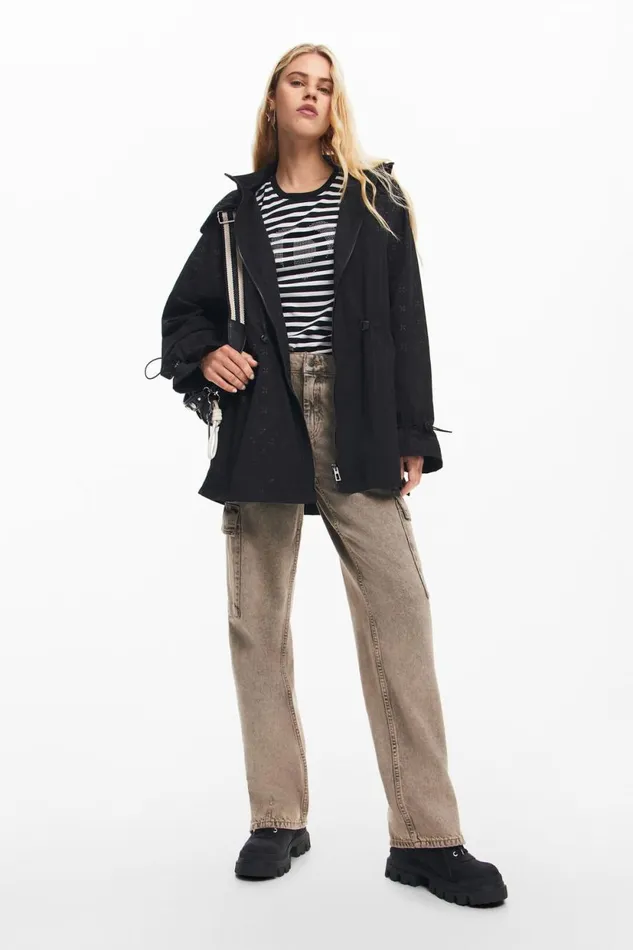Coats And Jackets Women Desigual Waterproof Parka Hood Black
