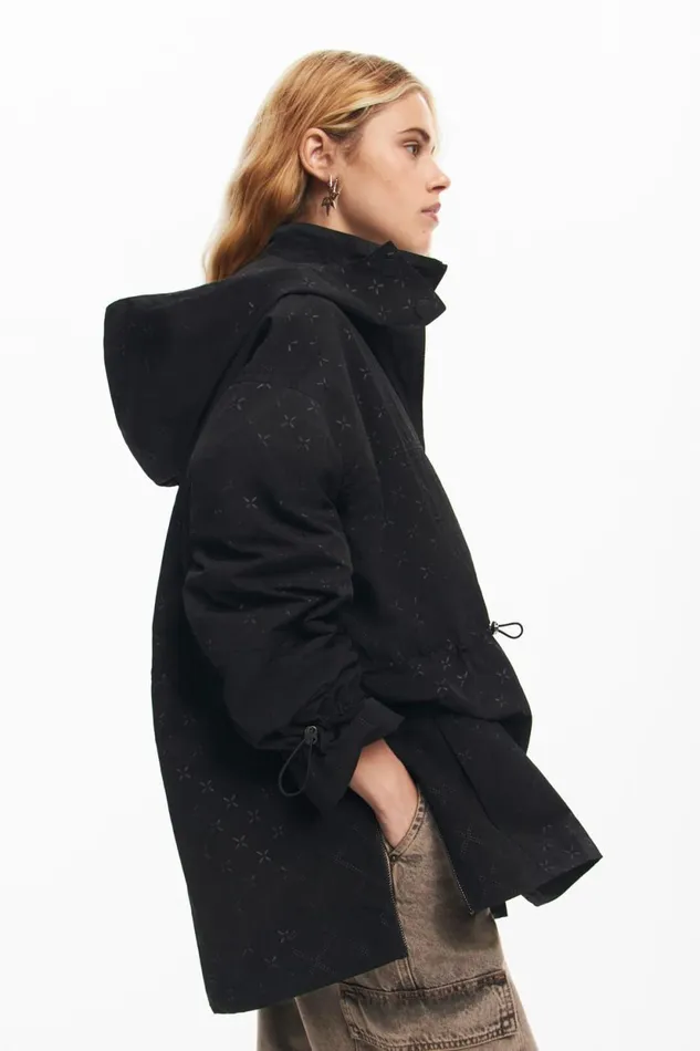 Coats And Jackets Women Desigual Waterproof Parka Hood Black