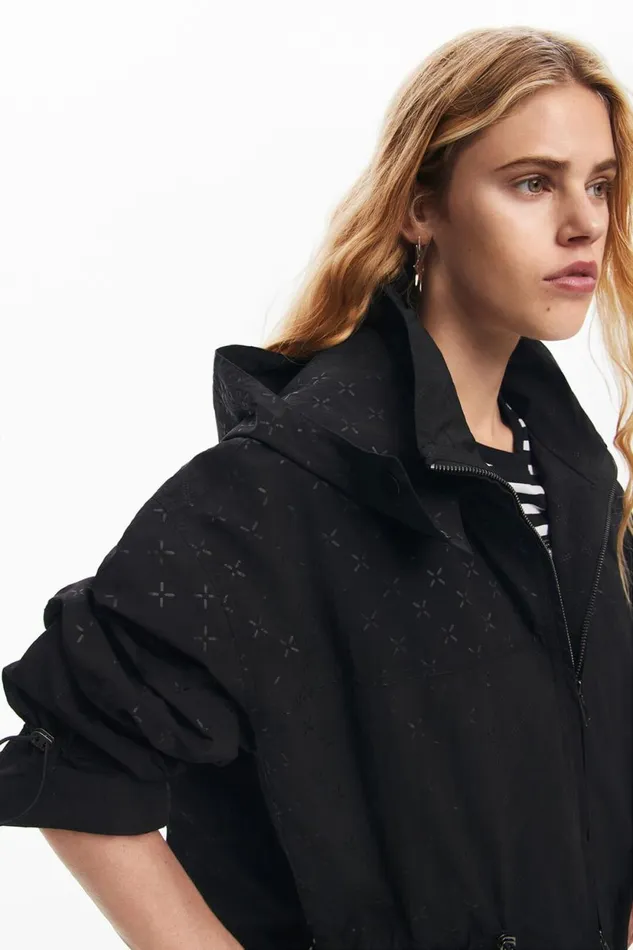 Coats And Jackets Women Desigual Waterproof Parka Hood Black