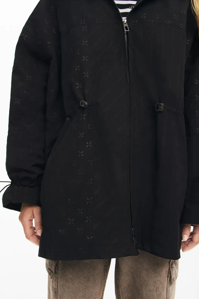 Coats And Jackets Women Desigual Waterproof Parka Hood Black
