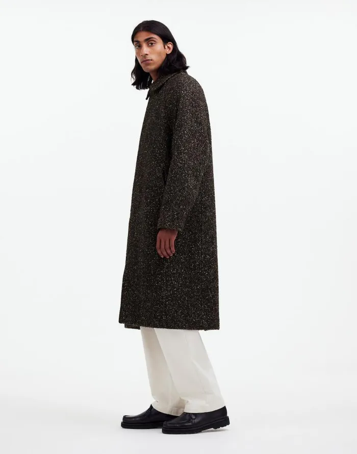 Coats Jackets Men Madewell RaglanSleeve Topcoat In Italian Fabric Chocolate Multi