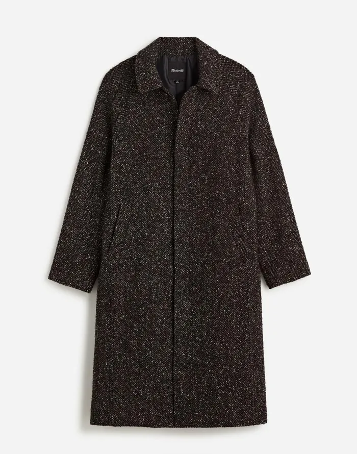 Coats Jackets Men Madewell RaglanSleeve Topcoat In Italian Fabric Chocolate Multi