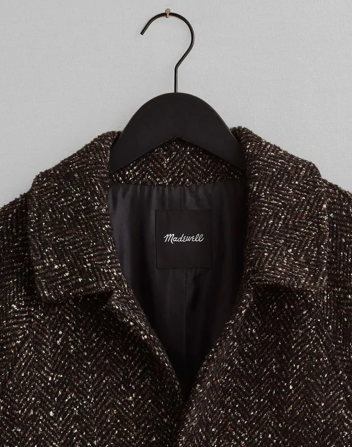 Coats Jackets Men Madewell RaglanSleeve Topcoat In Italian Fabric Chocolate Multi
