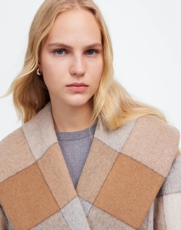 Coats Jackets Women Madewell Belted Robe Coat In Plaid Soft Fawn
