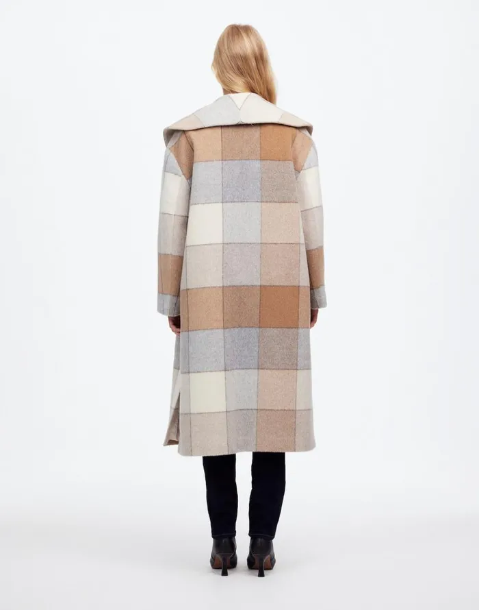 Coats Jackets Women Madewell Belted Robe Coat In Plaid Soft Fawn