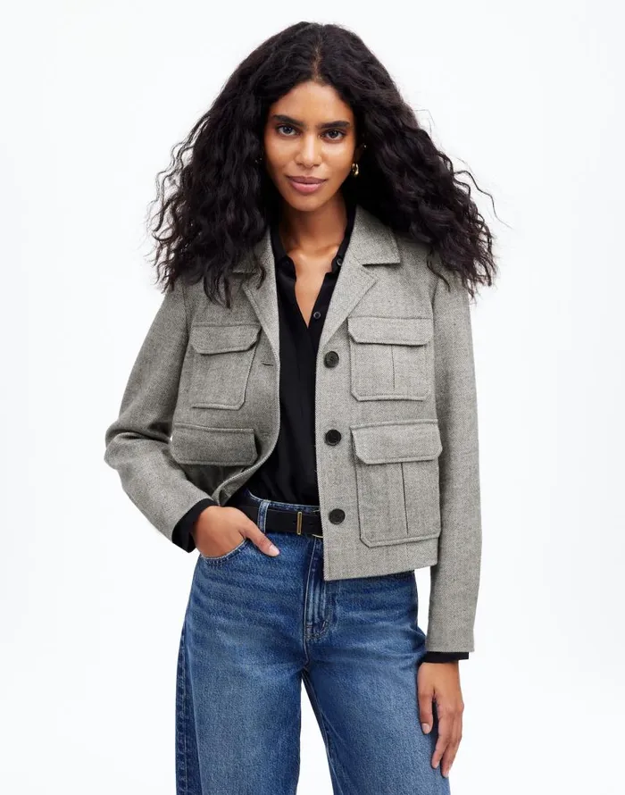 Coats Jackets Women Madewell FlapPocket Field Jacket In Herringbone Slate Grey Herringbone Coats Jackets Women Madewell FlapPocket Field Jacket In Herringbone Slate Grey Herringbone