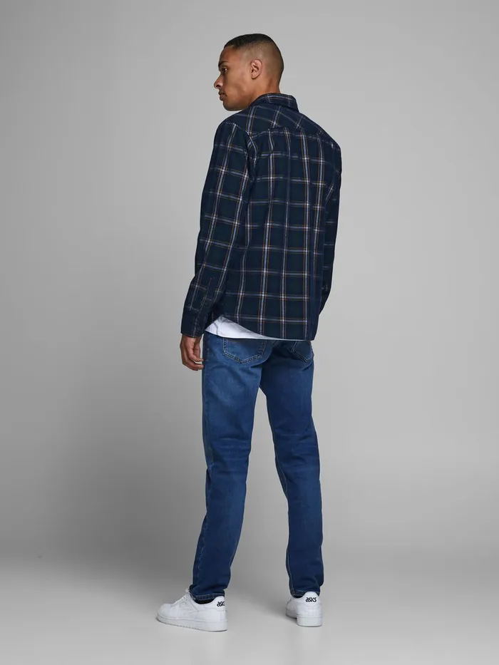 Comfort Jeans JACK and JONES Mens MIKE ORIGINAL GE 006 INDIGO KNIT COMFORT FIT JEANS Blue Blue Denim