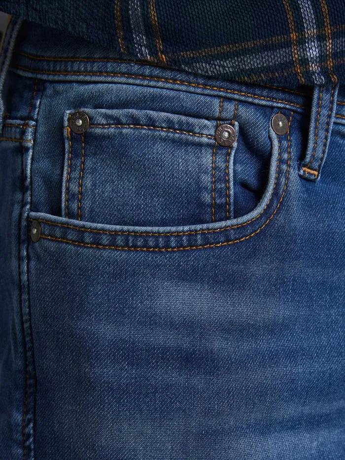 Comfort Jeans JACK and JONES Mens MIKE ORIGINAL GE 006 INDIGO KNIT COMFORT FIT JEANS Blue Blue Denim