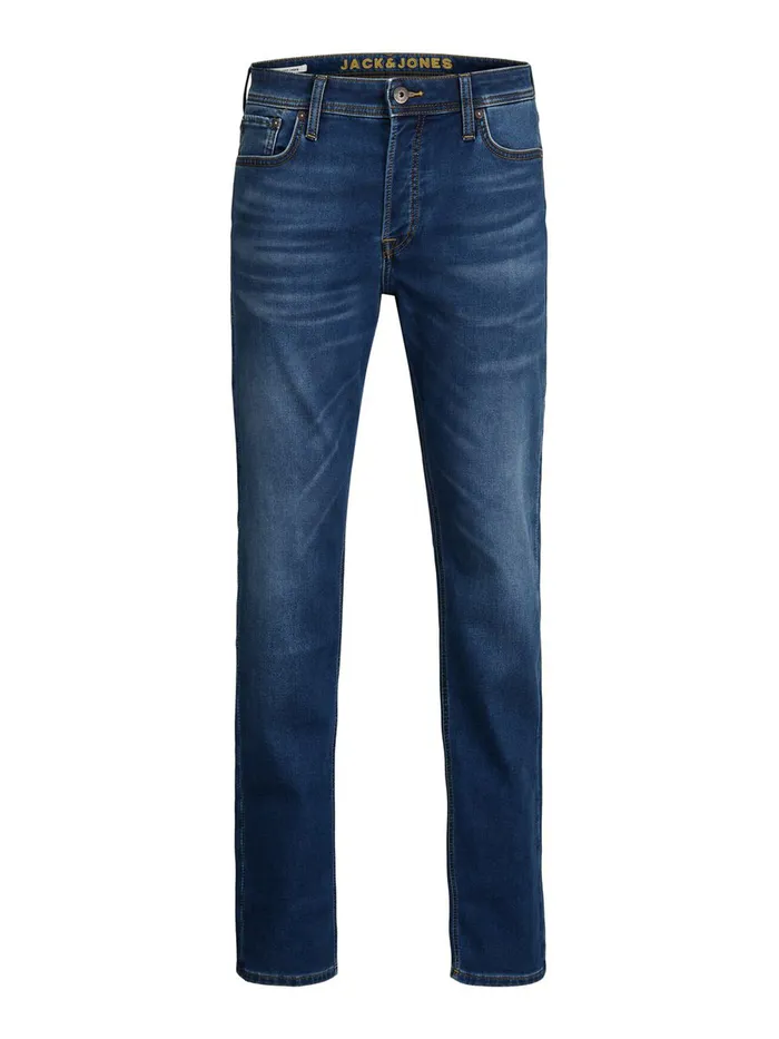 Comfort Jeans JACK and JONES Mens MIKE ORIGINAL GE 006 INDIGO KNIT COMFORT FIT JEANS Blue Blue Denim
