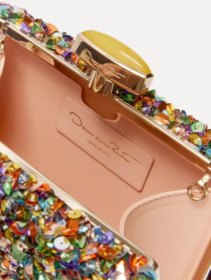 Confetti Sequin Embroidered Minaudiere Rainbow Women Oscar De La Renta Handbags Confetti Sequin Embroidered Minaudiere Rainbow Women Oscar De La Renta Handbags