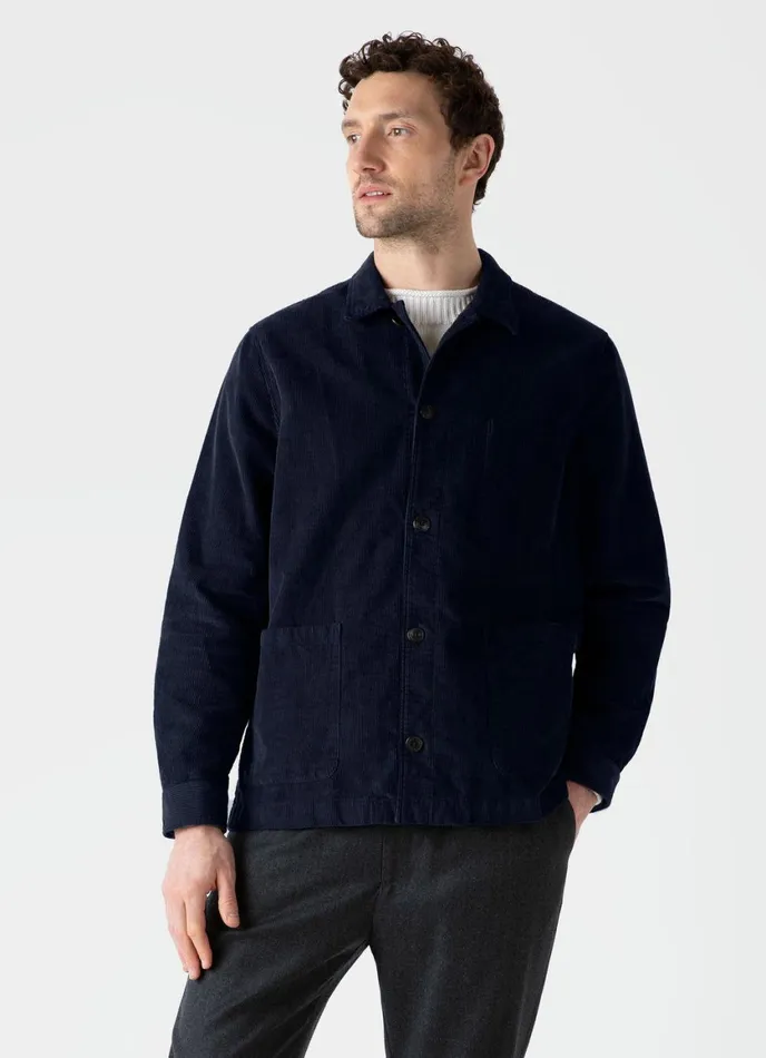 Corduroy Twin Pocket Jacket Navy Men SUNSPEL Jackets and Coats