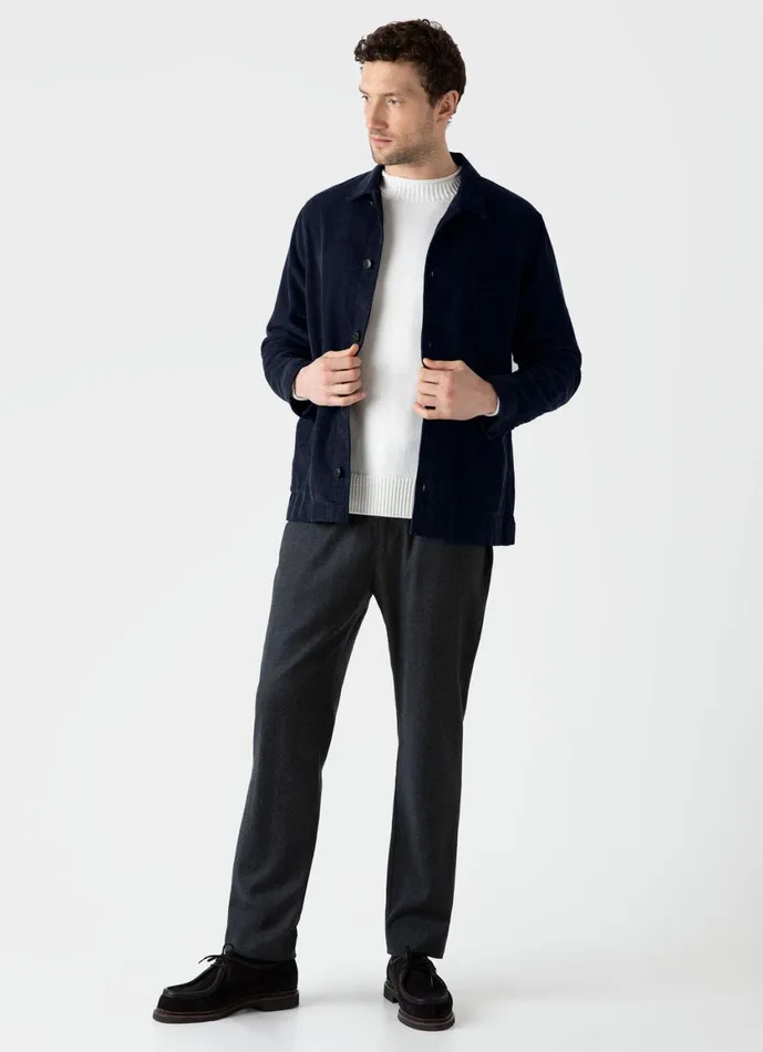 Corduroy Twin Pocket Jacket Navy Men SUNSPEL Jackets and Coats
