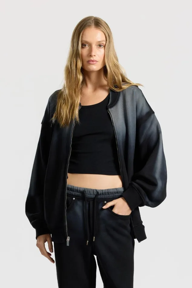 COTTON CITIZEN Berlin Bomber Jacket Black Cast Women Sweatshirts