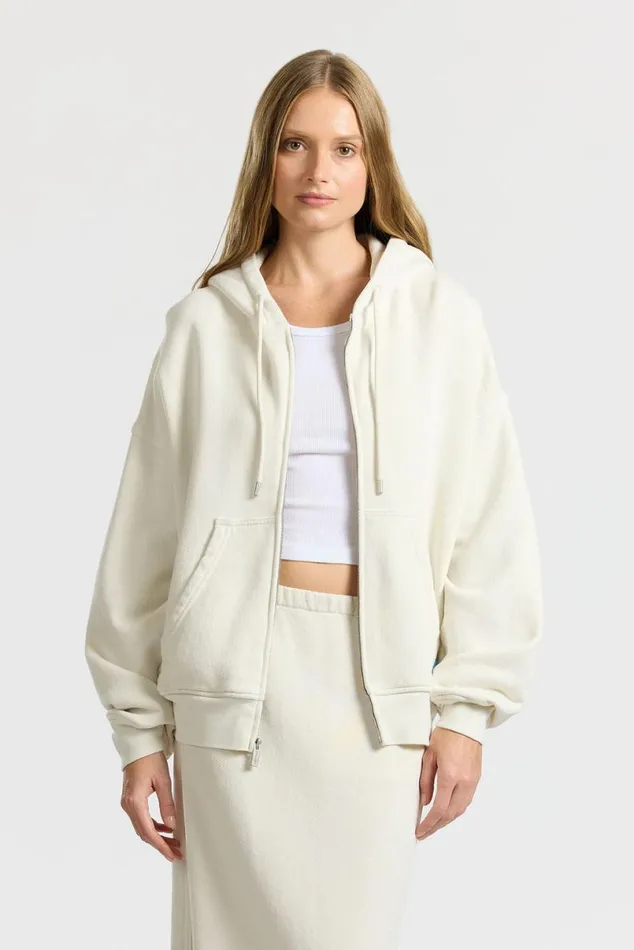 COTTON CITIZEN Boston Zip Hoodie Vintage Bone Men Sweatshirts