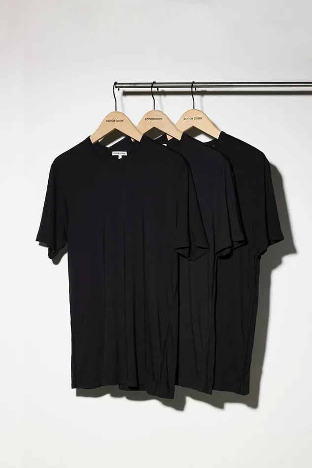 COTTON CITIZEN Classic Crewneck Tee 3Pack Jet Black Men 3Packs