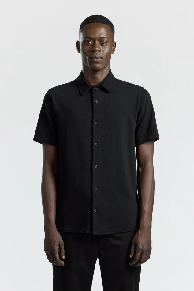 COTTON CITIZEN Presley Short Sleeve Buttondown Jet Black Men Shirts