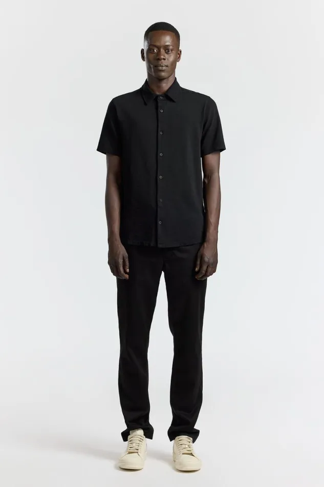COTTON CITIZEN Presley Short Sleeve Buttondown Jet Black Men Shirts