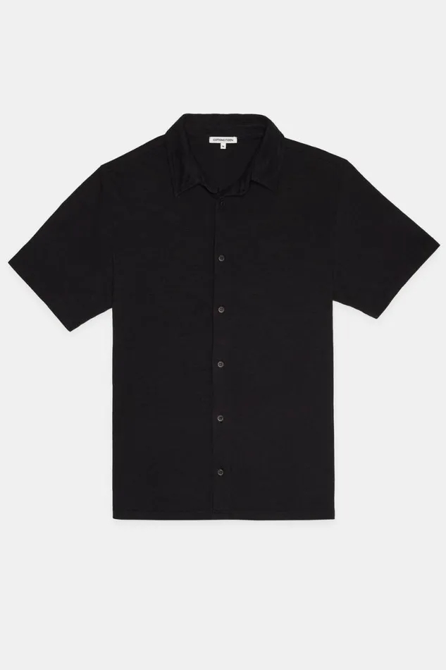 COTTON CITIZEN Presley Short Sleeve Buttondown Jet Black Men Shirts