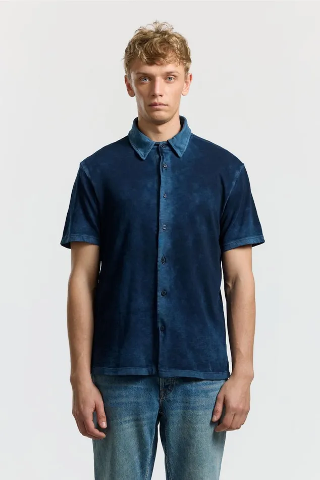 COTTON CITIZEN Presley Short Sleeve Buttondown Vintage Navy Men Shirts