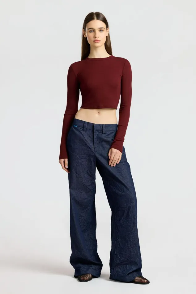 COTTON CITIZEN Verona Crop Shirt Red Wine Women Shirts