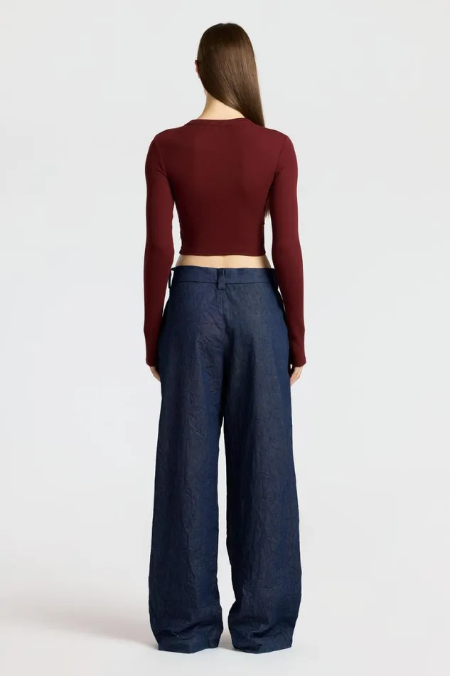 COTTON CITIZEN Verona Crop Shirt Red Wine Women Shirts