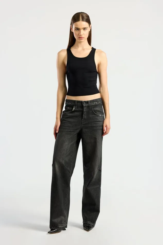 COTTON CITIZEN Verona Crop Tank Jet Black Women Tanks
