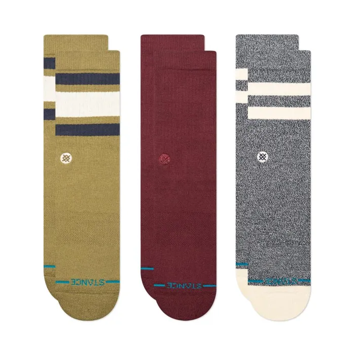 Cotton Crew Socks 3 Pack Icon Mixed 8211 Chive MenWomen Stance Crew