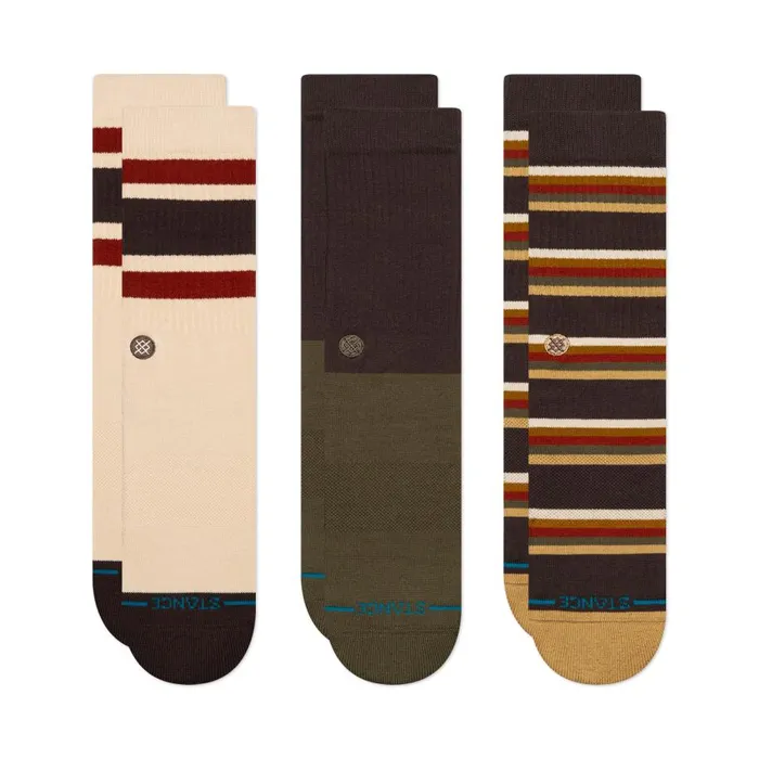 Cotton Crew Socks 3 Pack Mill House 8211 Darkbrown MenWomen Stance Crew