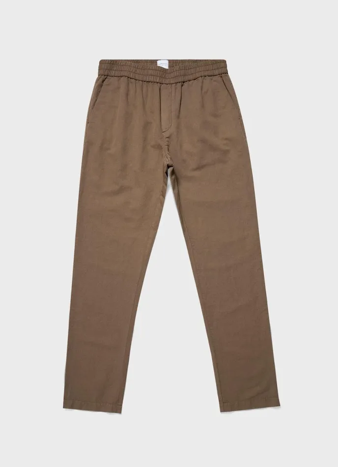 Cotton Linen Drawstring Trouser Dark Tan Men SUNSPEL Pants
