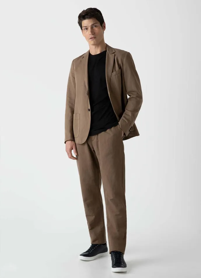 Cotton Linen Drawstring Trouser Dark Tan Men SUNSPEL Pants