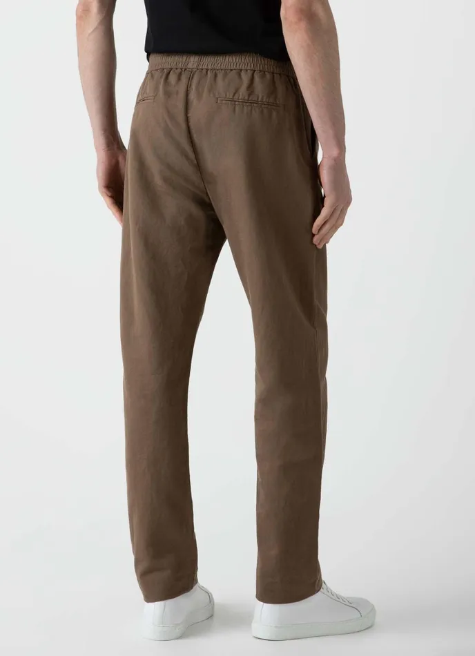 Cotton Linen Drawstring Trouser Dark Tan Men SUNSPEL Pants