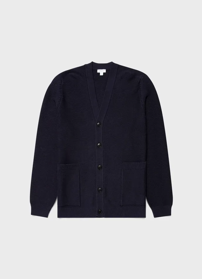 Cotton Texture Cardigan Navy Men SUNSPEL Knitwear