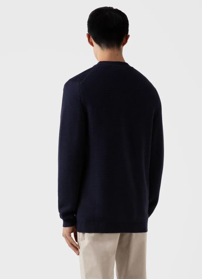 Cotton Texture Cardigan Navy Men SUNSPEL Knitwear