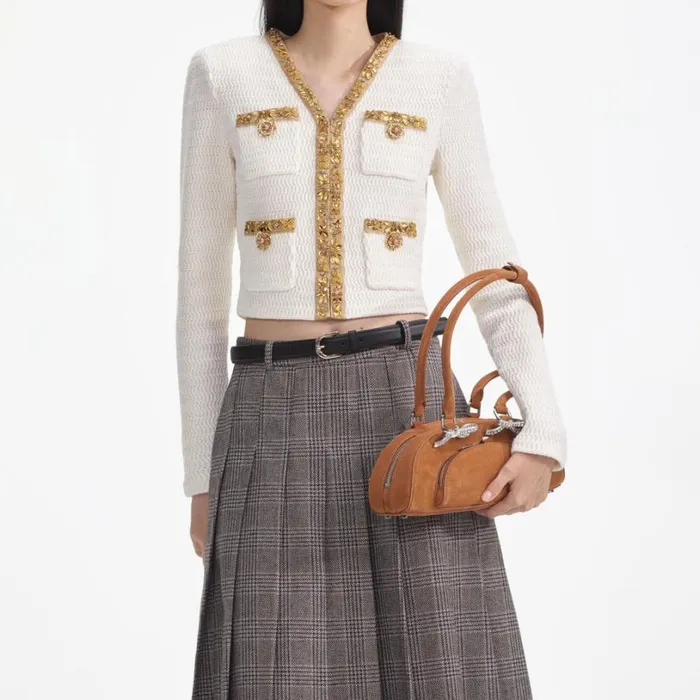 Cream Lurex Knit Cardigan Women Self Portrait Tops Cream Lurex Knit Cardigan Women Self Portrait Tops