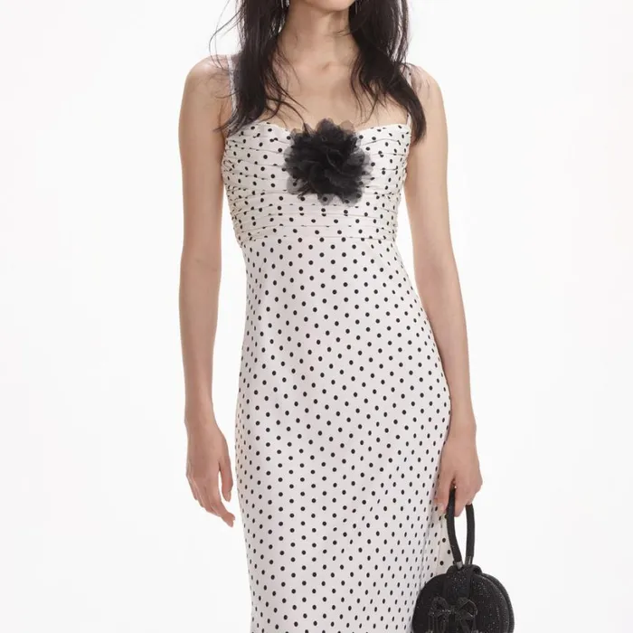 Cream Polka Dot Satin Maxi Dress Women Self Portrait Dresses Cream Polka Dot Satin Maxi Dress Women Self Portrait Dresses