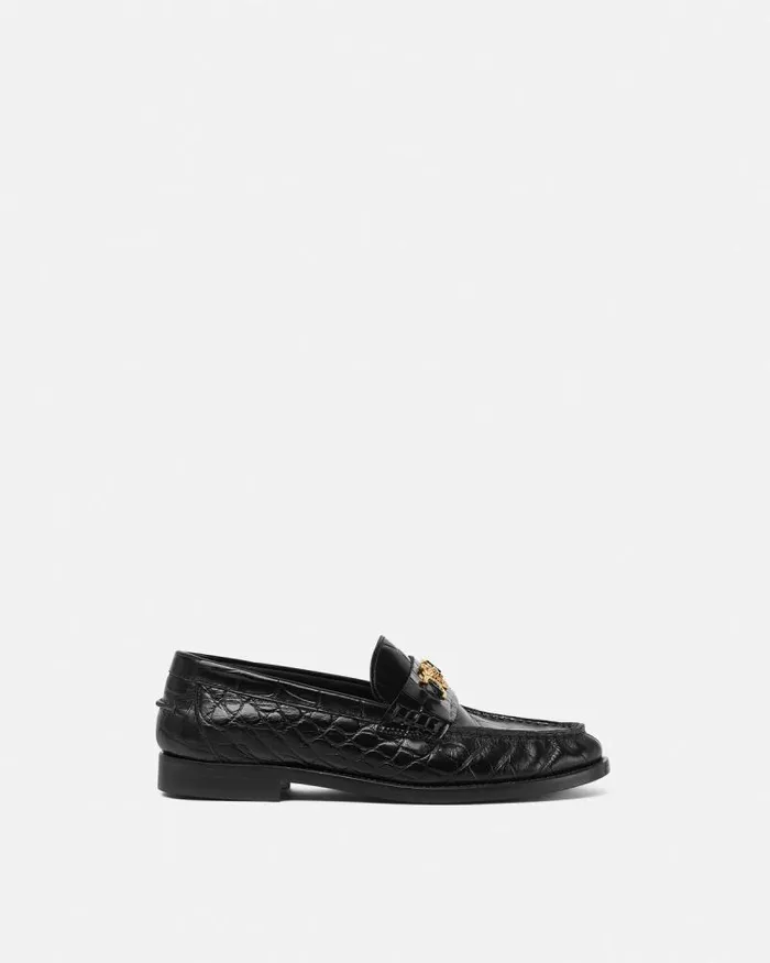 CrocEffect Medusa 03995 Loafers Blackgold Women Versace Loafers and Flats