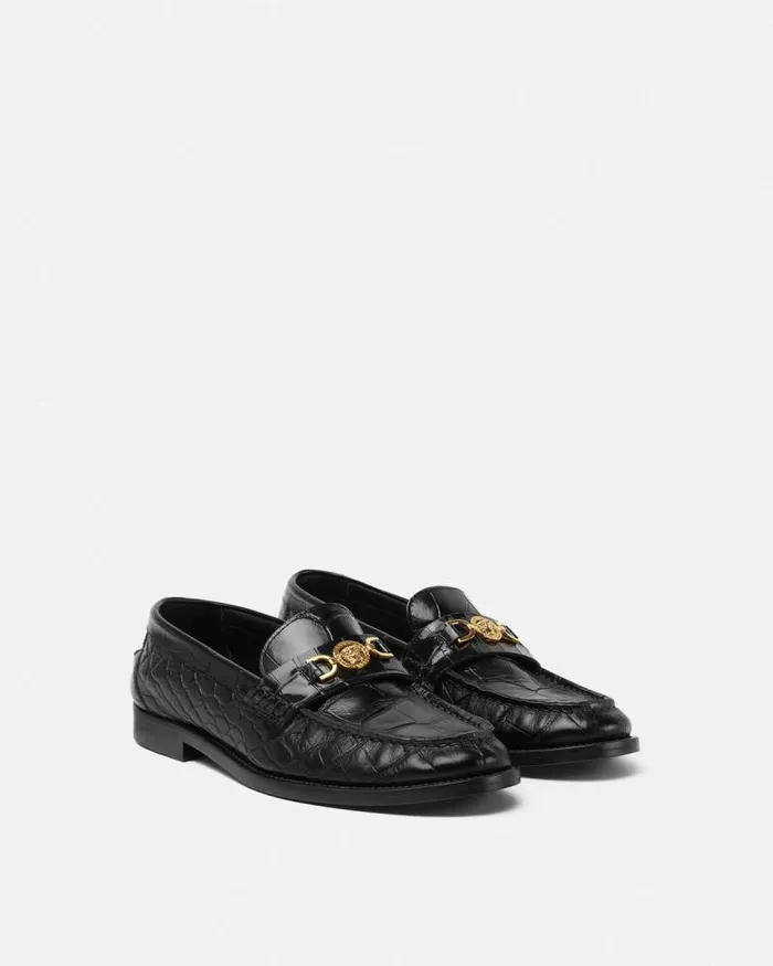 CrocEffect Medusa 03995 Loafers Blackgold Women Versace Loafers and Flats