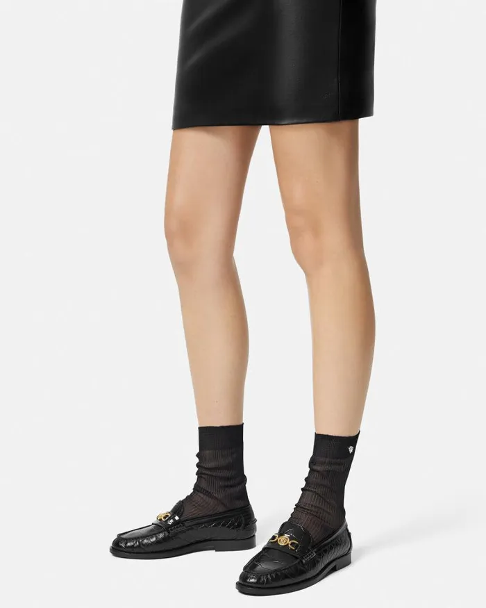 CrocEffect Medusa 03995 Loafers Blackgold Women Versace Loafers and Flats