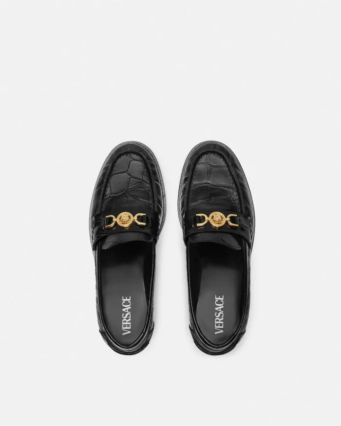 CrocEffect Medusa 03995 Loafers Blackgold Women Versace Loafers and Flats