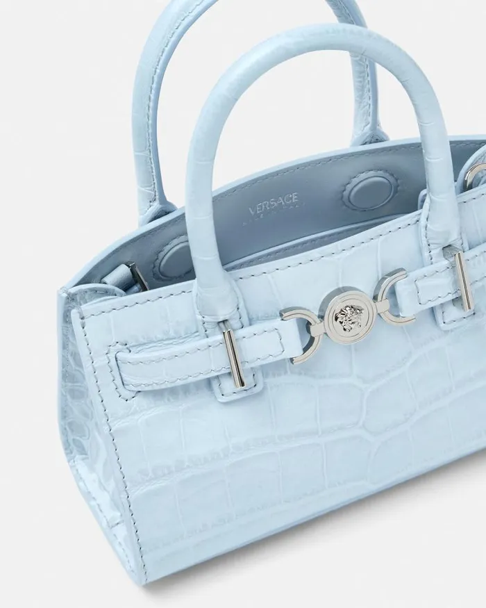CrocEffect Medusa 03995 Mini Tote Bag Light Blue Women Versace Totes